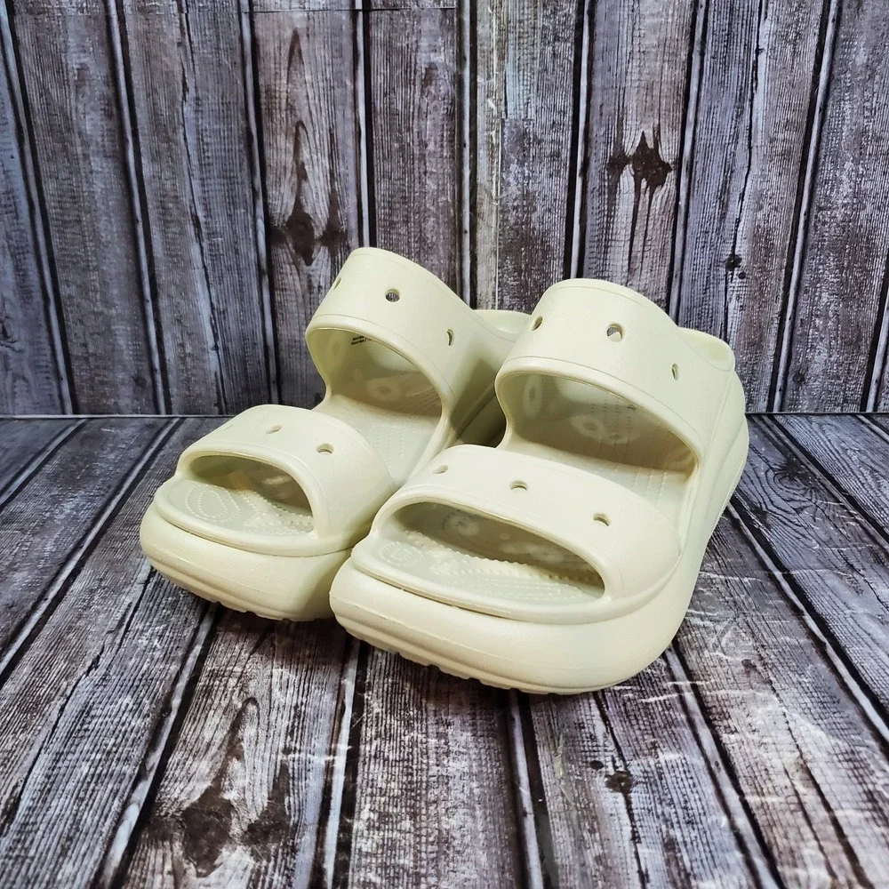 Crocs Men's Classic Crush Sandal Bone Off White Platform Slide Size 11